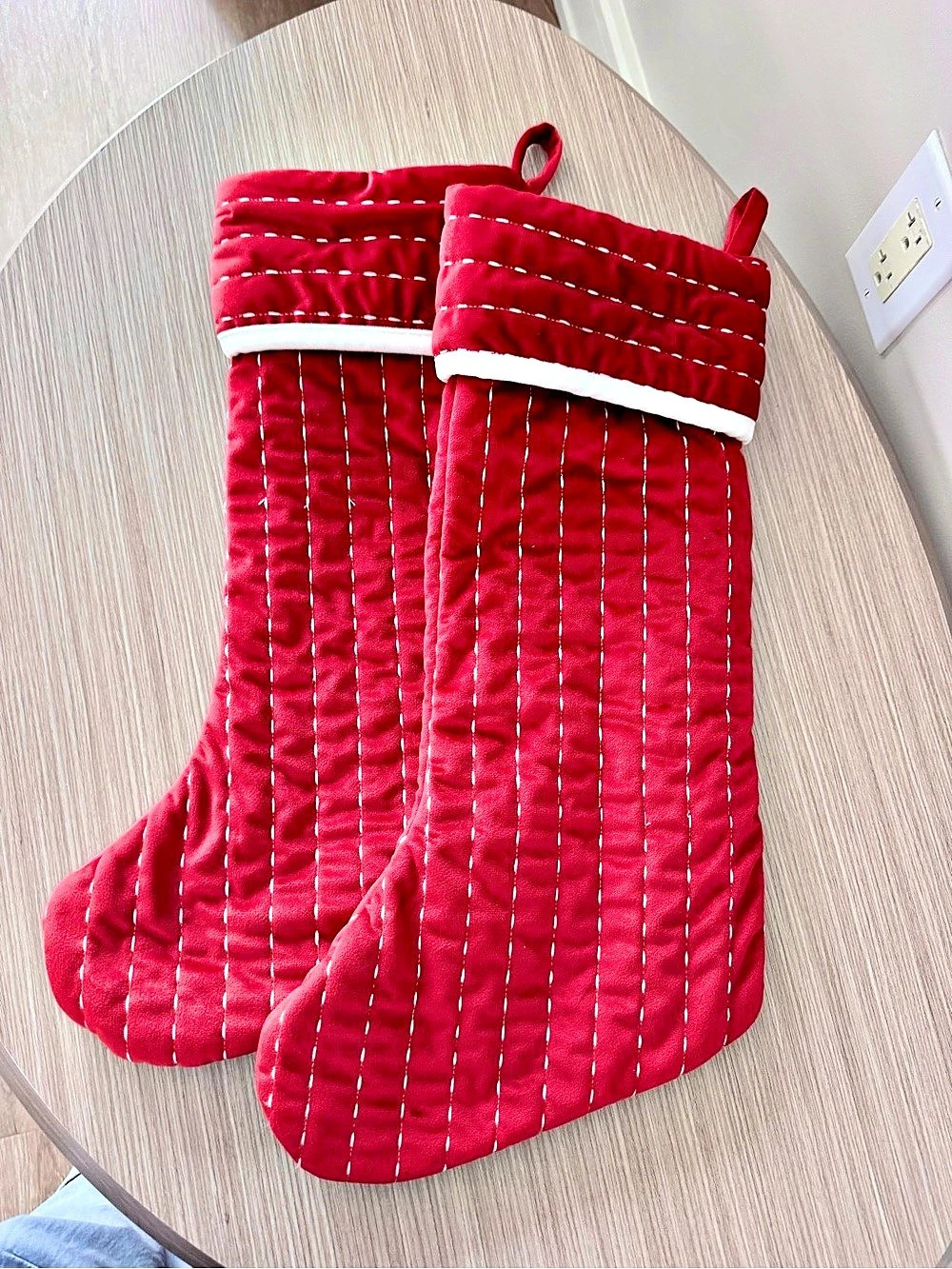 Kirkland's Red & White Striped Christmas Stockings Set of 2